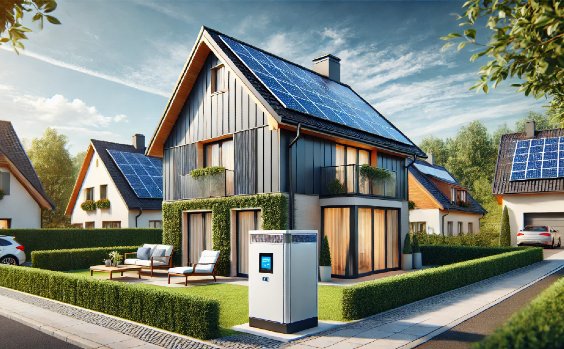 Batteriespeicher vor einem Haus