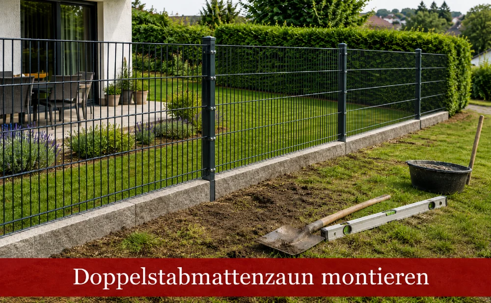 Doppelstabmattenzaun montieren - Symbolbild