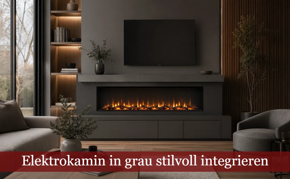 Elektrokamin in grau in einem Wohnzimmer