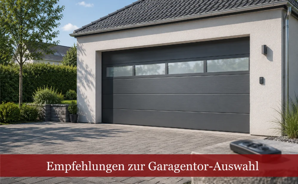 Sektionaltor vor Einfamilienhaus