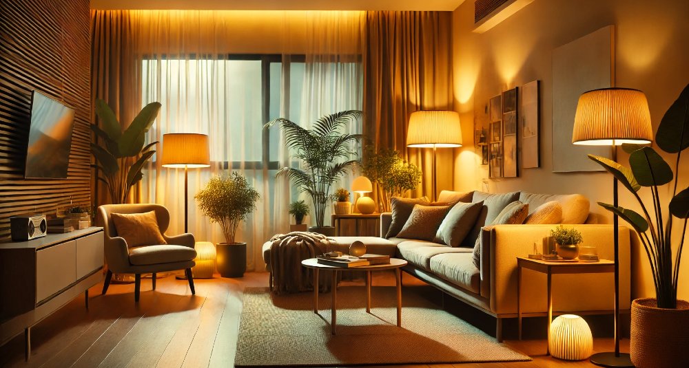 Lichtstimmung gemütlich im Wohnzimmer