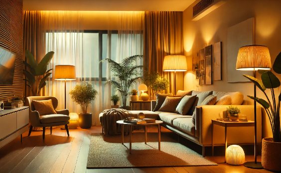 Lichtstimmung gemütlich im Wohnzimmer