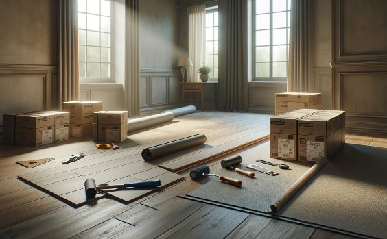 Zimmer, in dem Laminat verlegt wird