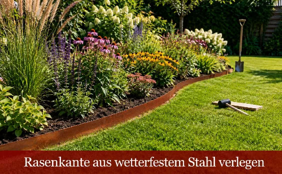 Rasenkanten aus wetterfestem Stahl selbst verlegen - Symbolbild