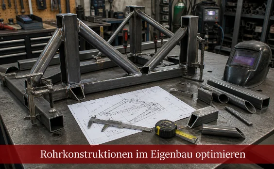 Rohrkonstruktion auf einer Werkbank