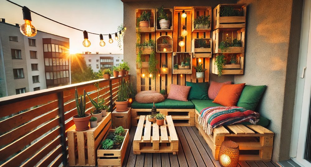 Selbstgebaute Balkonmöbel aus Paletten