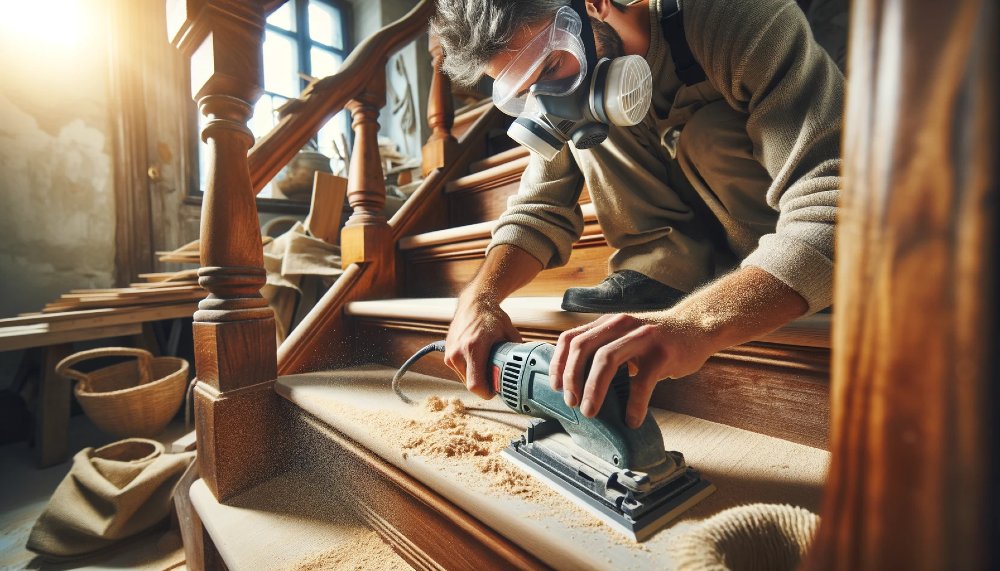 Treppe wird abgeschliffen
