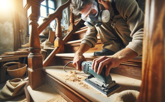 Treppe wird abgeschliffen