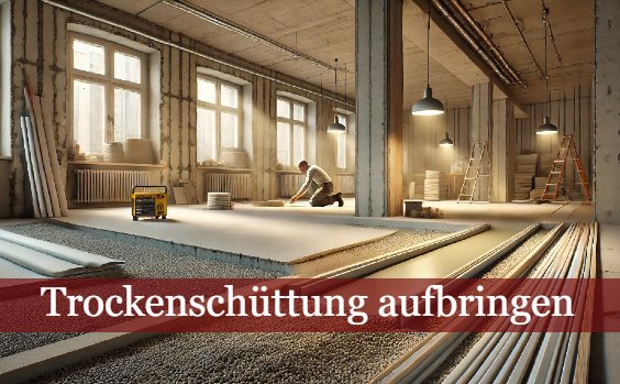 Trockenschüttung in einer Halle aufbringen