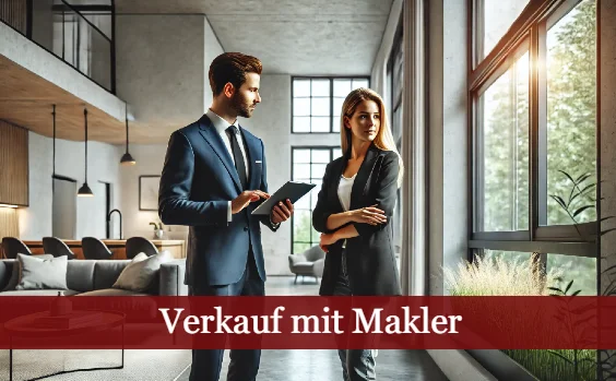 Makler und Käuferin im Gespräch