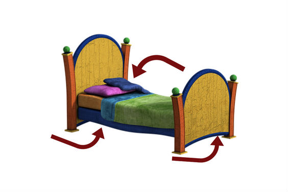 Bett mit Pfeilen