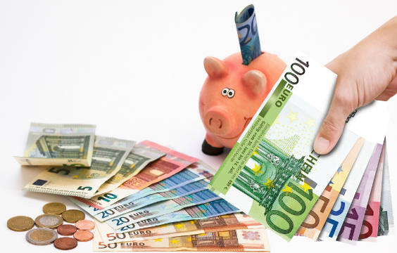 Sparschwein, Euroscheine